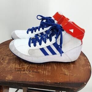 Boy's Adidas Wrestling Shoes Size 1.5 1 1/2 White Blue Red